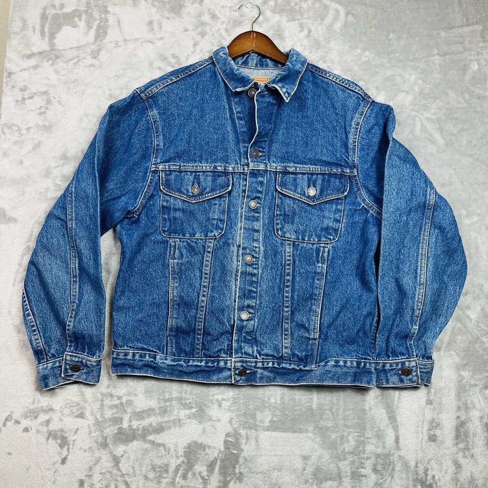 Vintage GAP Pioneer Denim Trucker Jacket Blue Medium Unisex Moto Retro Y2K 90s
